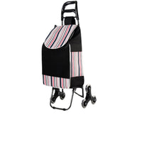 Foldable Stair Climbing Shopping Cart with Seat, 3-Wheel Trolley for Groceries and Luggage