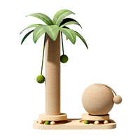 Coconut Tree Cat Scratching Post with Condo and Play Ball