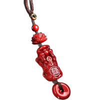 Pixiu Lotus Peace Keychain Natural Cinnabar Red Sand Pendant