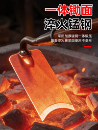 Spring Steel Forged Hoe with Wooden Handle for Gardening, Weeding, and Digging