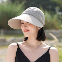Women's Summer Outdoor Cycling Sun Hat with Wide Brim, Foldable Ice Silk Breathable Empty Top Fisherman Cap