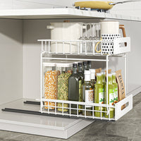 Under-Sink Pull-Out Organizer for Kitchen Cabinets - Spice, Dish, and Bowl Storage Rack