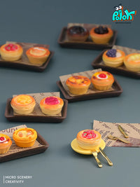 Miniature Dessert Blind Bag Play Food Set with Plates and Cutlery
