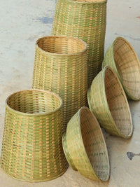 Handwoven Bamboo Storage Basket for Fruit, Vegetables, and Dry Goods Display