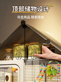 Large Splash-Proof Bird Cage for Parrots and Cockatiels, Two-Tier Villa Design
