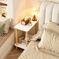 Ultra-Narrow Modern Nightstand with Storage Shelf and Wheels