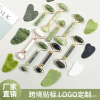 Natural Xiuyan Jade Roller and Gua Sha Set for Face and Eye Massage
