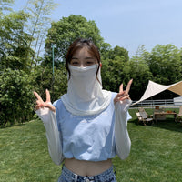 Summer UV Protection Face Mask and Arm Sleeves Set for Women