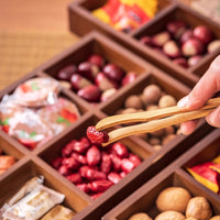 Walnut Wood Divided Serving Tray for Hot Pot Dishes, Snacks, Dried Fruits, and Tea Desserts