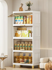 Slim Flip-Top Storage Cabinet for Kitchen & Bathroom, Multi-Layer Narrow Gap Organizer Shelf