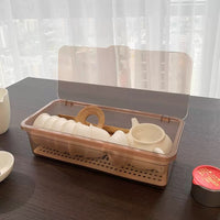 Stackable Dustproof Tea Set Storage Box with Lid for Teacups, Teapots, and Tea Leaves