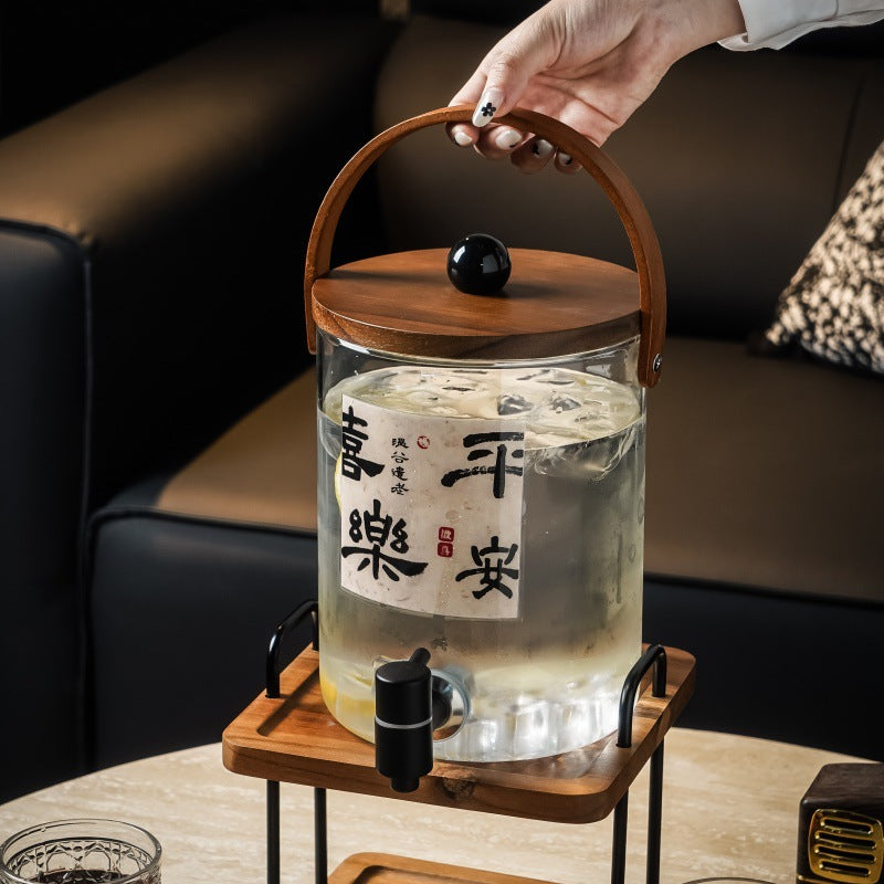 High-Capacity Glass Juice Dispenser with Faucet for Hotel Buffets, Restaurants, Home Use, and Bars