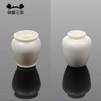 Miniature White Striped Square Vase for Dollhouse & Diorama Decor