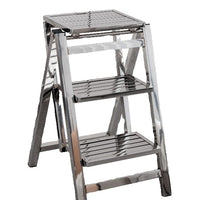 Stainless Steel Folding Ladder Stool, Heavy-Duty A-Frame Step Ladder for Home and Industrial Use