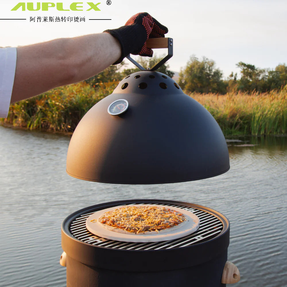 Outdoor 5-in-1 Kamado BBQ Grill with Pizza Oven and Tea Kettle Function