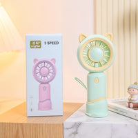 Portable Macaron Mini Fan with Phone Holder and Lanyard, USB Rechargeable for Students and Dorms
