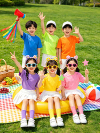 Kids' Solid Color T-Shirt Set for School Events & Performances
