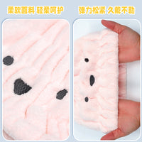 Kids Cartoon Coral Fleece Hair Drying Cap with Rabbit Ears - Super Absorbent Quick Dry Bath Hat for Girls