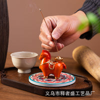 Horse Year Incense Burner with Ceramic Plate and Fragrance for Home and Office Decor