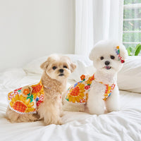 Sunflower Print Pet Dog Shirt / Dress with Matching Hairpin, 60-Count Cotton