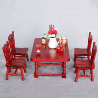 1:12 Dollhouse Miniature Folding Dining Table, Retro Mahogany Color