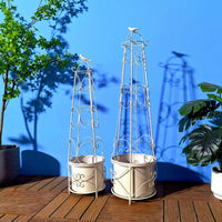 European Style Wrought Iron Climbing Plant Trellis for Potted Roses and Clematis