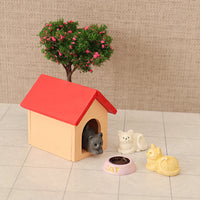 Miniature Cat House Model Ornament Set for Dollhouse DIY Christmas Decor