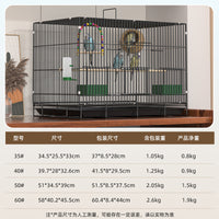 Foldable Metal Bird Cage for Parakeets, Cockatiels, and Small Birds with Accessories