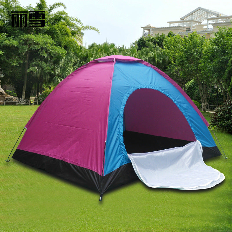 Portable 3-4 Person Camouflage Camping Tent, Waterproof UV Protection Single Layer for Outdoor Picnic