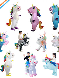 Inflatable Unicorn Costume for Adults and Kids, Funny Cartoon Cosplay Outfit for Christmas and Parties
