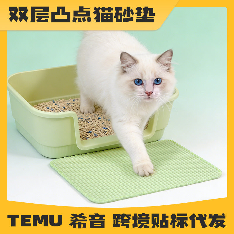 Thickened Double-Layer Cat Litter Mat with Anti-Scratch Design and Sand Control for Easy Cleaning
