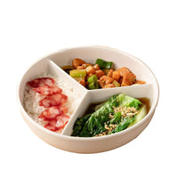Ceramic Divided Steaming Plate for Rice Cooker, Kids' Food, and Home Use