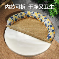 Pet Cooling Mat Sofa Bed with Removable Rattan Mat for Cats and Small Dogs