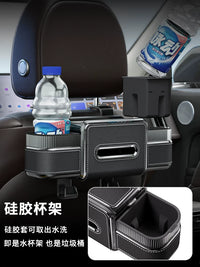 Car Seat Back Organizer with Tissue Box and Cup Holder, Multi-functional Storage for Vehicles