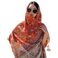 Floral Print Beach Cover-up Scarf for Summer Sun Protection