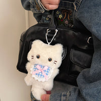 Cute Plush Squeaky Cat & Rabbit Doll Keychain Backpack Charm Couple Gift