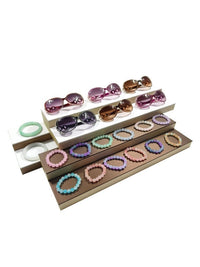 Multi-Layer Display Tray for Jewelry and Collectibles, Tiered Countertop Organizer for Bracelets, Eyeglasses, and Figurines