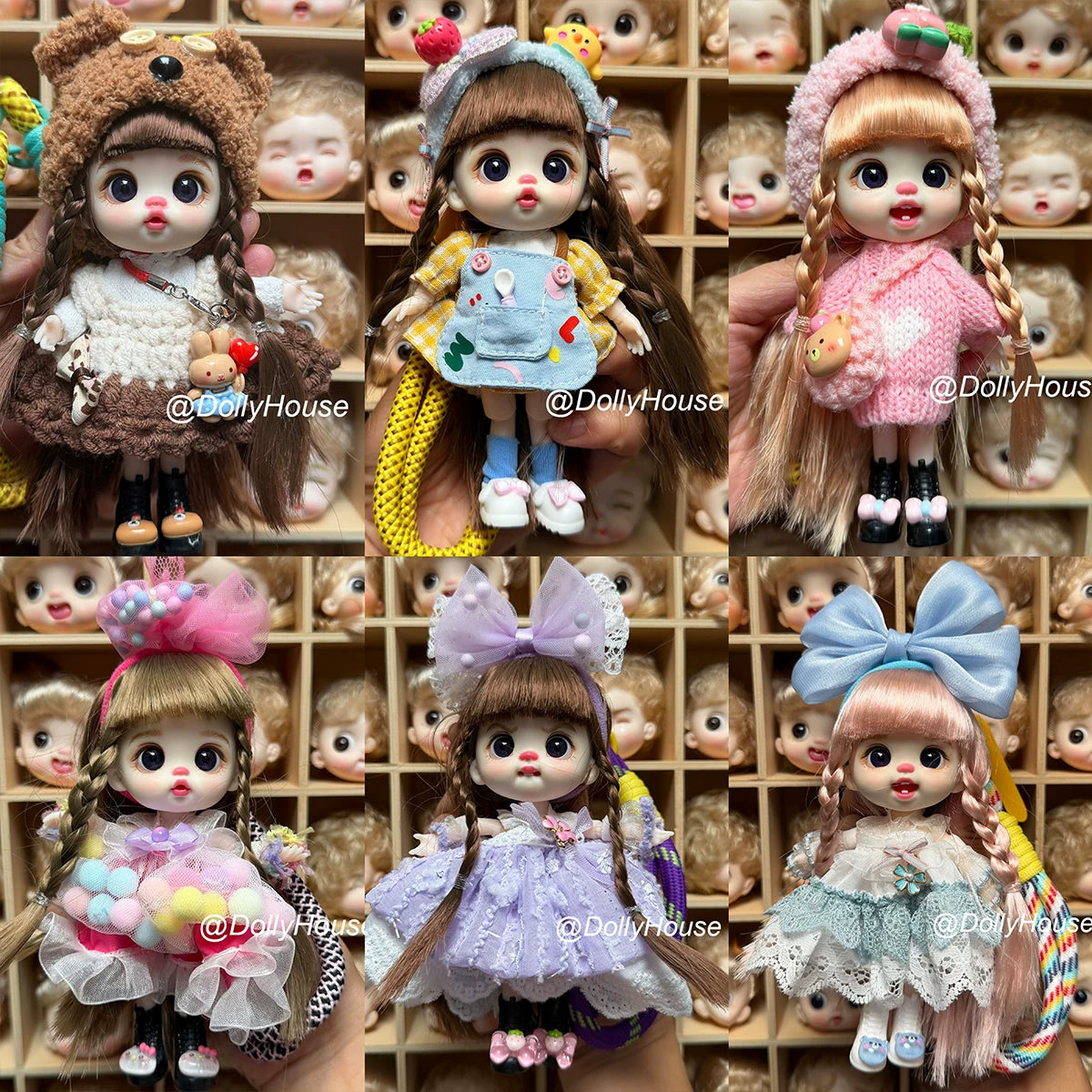 LoliFun 14cm Articulated Doll with Changeable Outfits, Phone Bag, and Lanyard - Girls' Gift