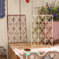 INS Vintage Iron Window Grille Ornament Miniature Dollhouse Garden Decor