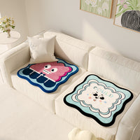 Cartoon Faux Cashmere Seat Cushion for Office Chairs and Sofas, Non-Slip and Wear-Resistant