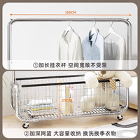 Rolling Garment Rack with Storage Shelf, Heavy-Duty Metal Clothes Organizer for Bedroom and Laundry