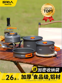 Portable Non-Stick Camping Cookware Set with Frying Pan and Pot for Outdoor Backpacking