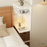 Slim Rattan Nightstand, 17cm/28cm Small Simple Bedside Table Storage Shelf