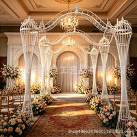 European Style Wrought Iron Floral Arch for Wedding & Garden Decor