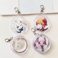 Acrylic Transparent Badge Holder Keychain for 58mm Badges, Double-Sided Display & Waterproof Protection