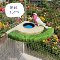 Parrot Stainless Steel Perch with Food Bowl and Grinding Stand for Cage