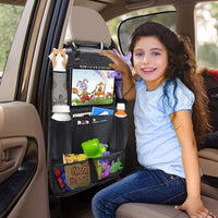 Car Seat Back Organizer with Tablet Holder, Multi-functional Oxford Cloth Storage Bag for Vehicle Rear Seat