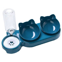 Elevated Double Pet Bowl with Automatic Water Dispenser for Cats and Small Dogs