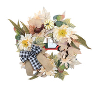 Artificial Pumpkin Maple Leaf Wreath Garland for Thanksgiving Autumn Door Decor