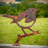 Metal Rusty Bird Silhouette Garden Art Sculpture Outdoor Yard Decor